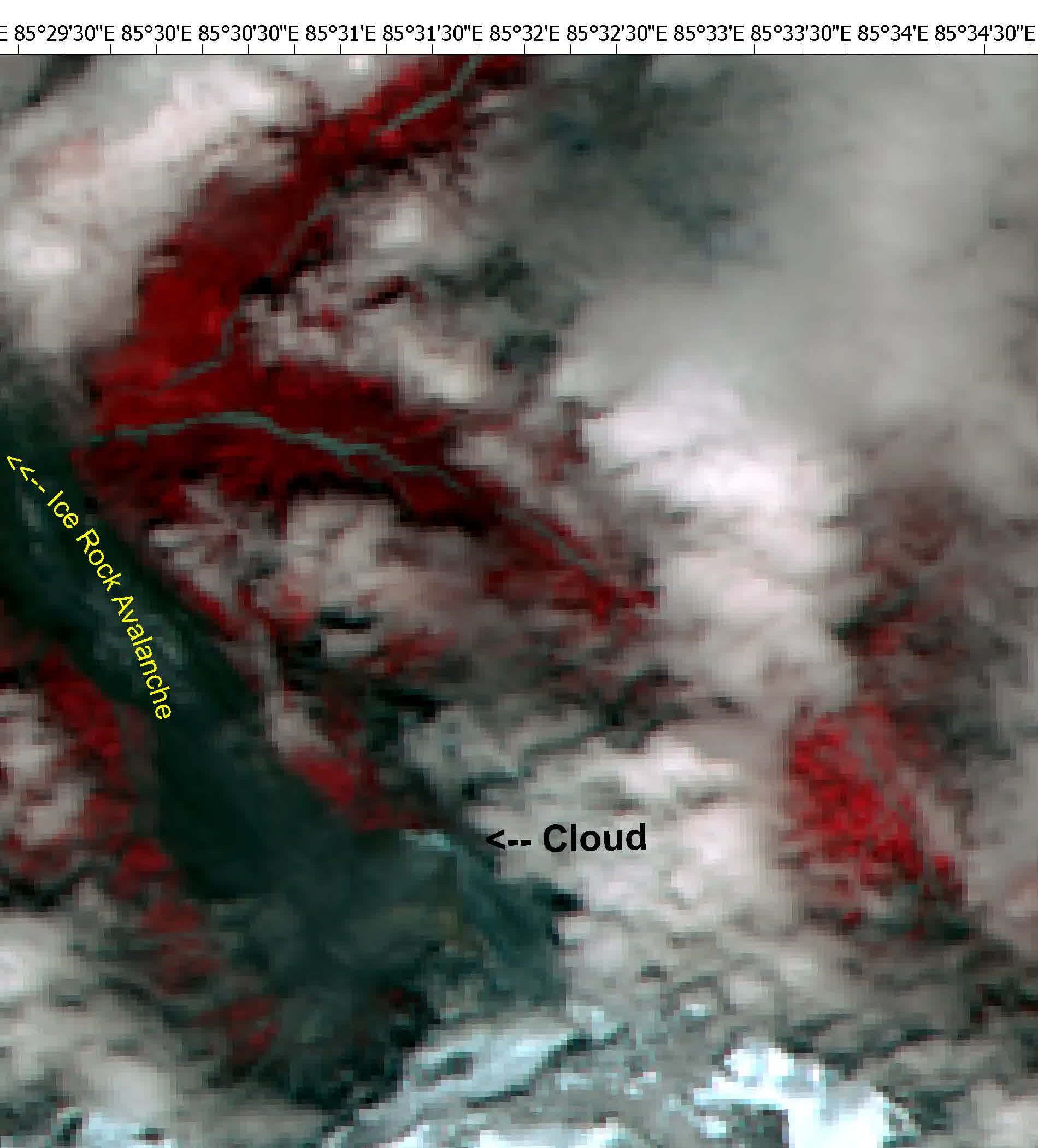 对照组缩略图:冰舌源区 · ISRO / Comparison thumbnail: Glacier snout · ISRO